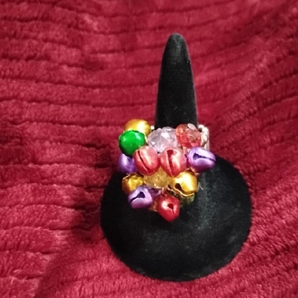 Colorful Beaded Cluster Ring